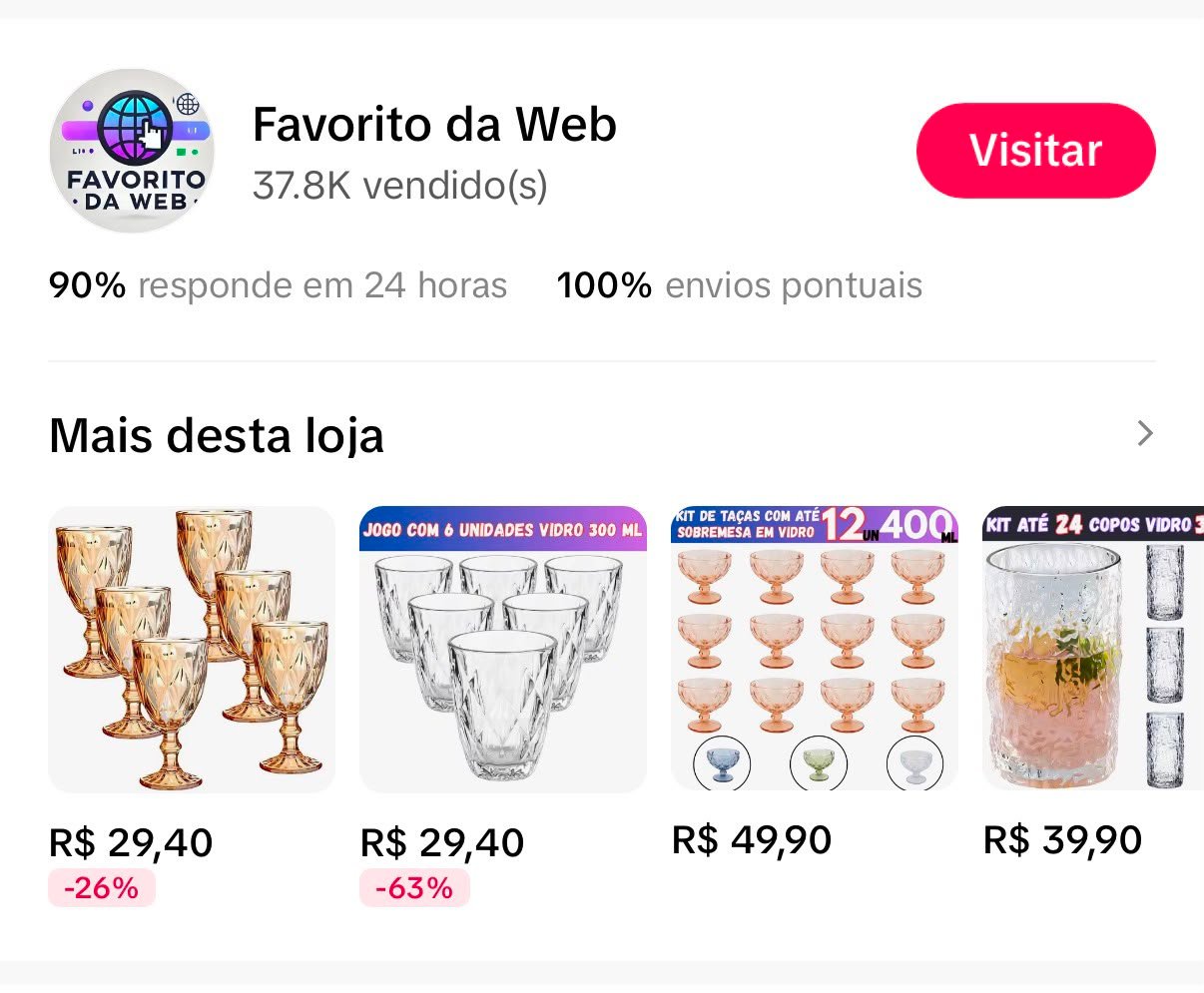 Página da loja Favorito da Web