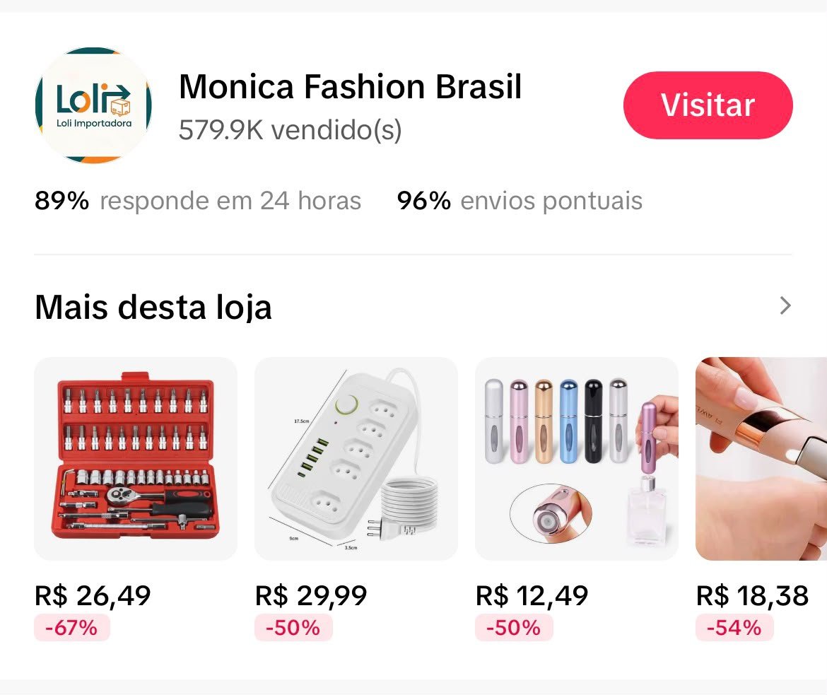 Página da loja Monica Fashion Brasil