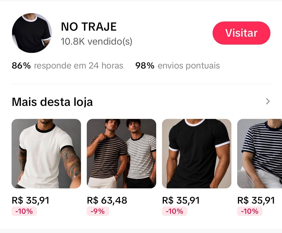 Página da loja No Traje
