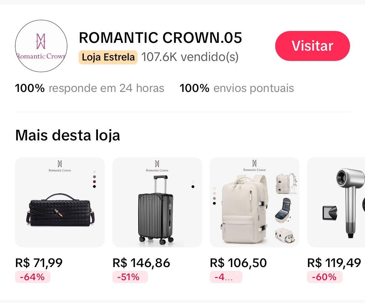 Página da loja Romantic Crown